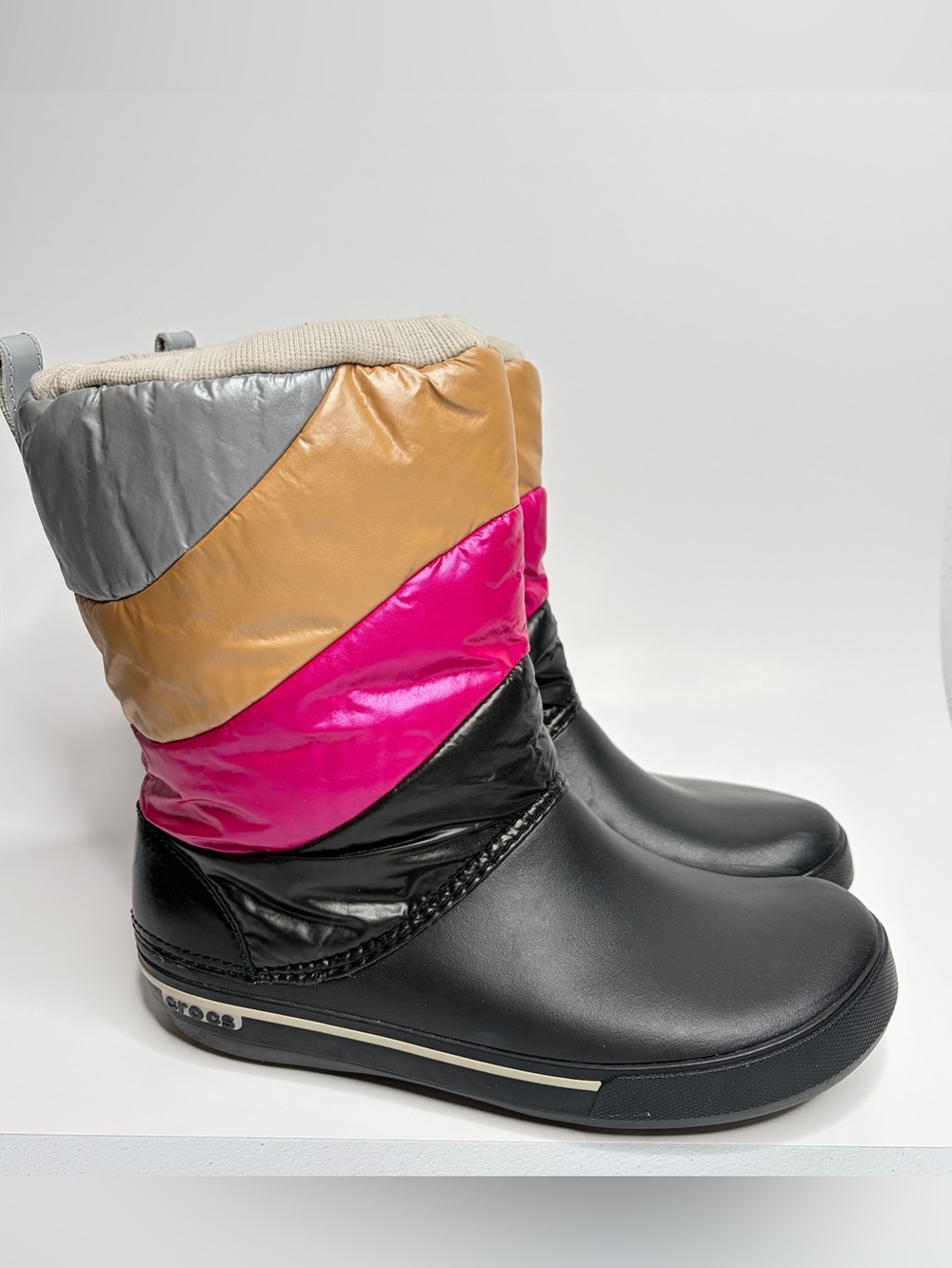 CROCS Color Block Puff Winter Boots Women's Size 10
